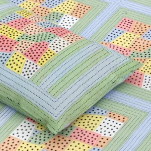 vivid blocks jaipuri cotton bedsheet – multicolor geometric print