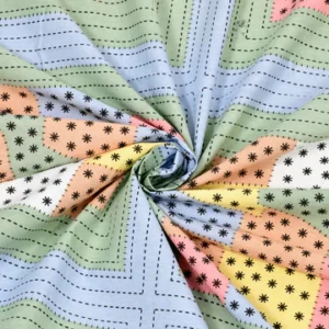 vivid blocks jaipuri cotton bedsheet – multicolor geometric print