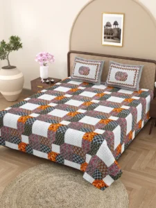 pure cotton block print jaipuri bedsheet king size mosaic medley