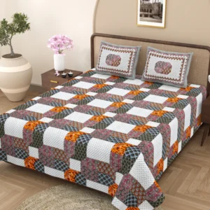 pure cotton block print jaipuri bedsheet king size mosaic medley