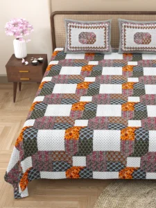 pure cotton block print jaipuri bedsheet king size mosaic medley