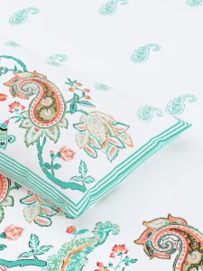 pure cotton block print jaipuri bedsheet fitted king size floral harmony