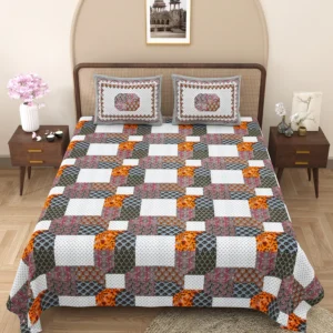 pure cotton block print jaipuri bedsheet king size mosaic medley
